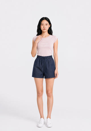 Denim Short Pants with Elastic Waist