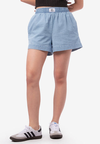 Elastic Denim Short Pants