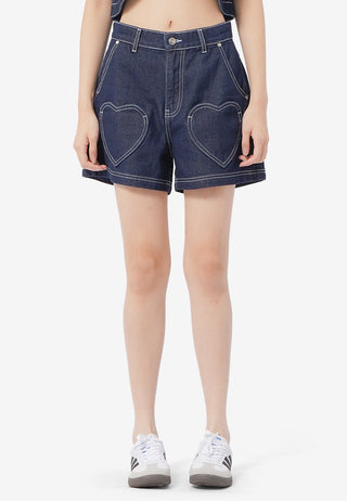 Denim Shorts with Heart Patch