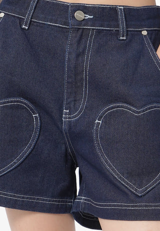 Denim Shorts with Heart Patch