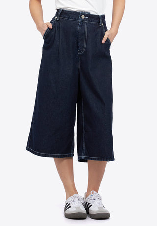Jorts with Contrast Stitch Details