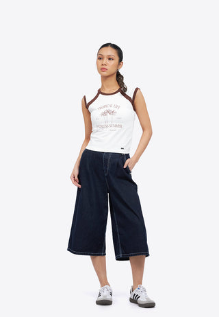 Jorts with Contrast Stitch Details