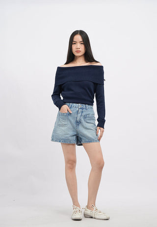 Double Pocket Denim Shorts