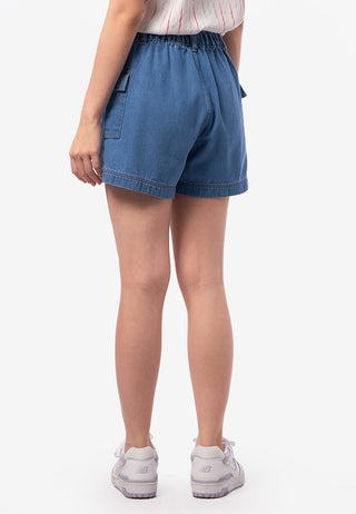 Rubber Waist Denim Shorts