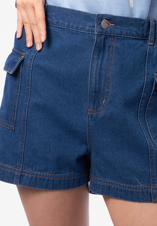 Rubber Waist Denim Shorts