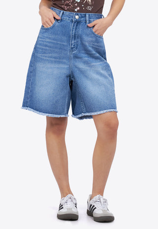 Basic Denim Bermuda Shorts
