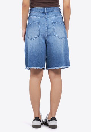 Basic Denim Bermuda Shorts