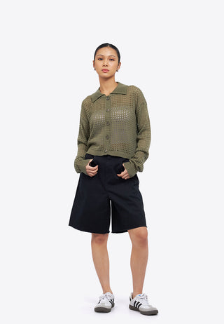 Black Denim Bermuda Pants