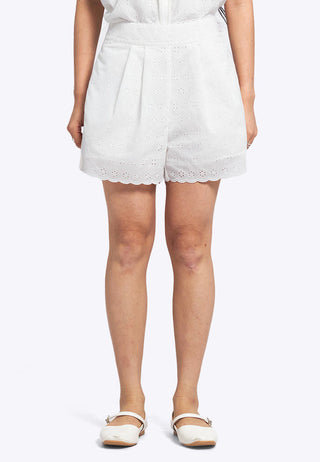 Pleated Eyelet Short Pants
