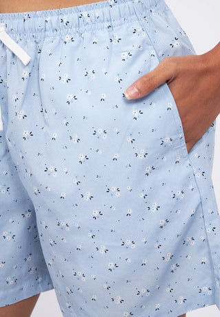 Printed Pajama Shorts with Ribbon Detail