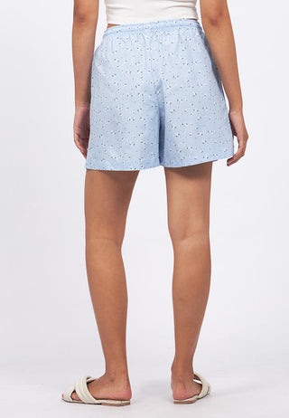 Printed Pajama Shorts with Ribbon Detail