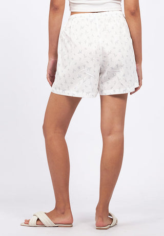 Printed Pajama Shorts with Ribbon Detail