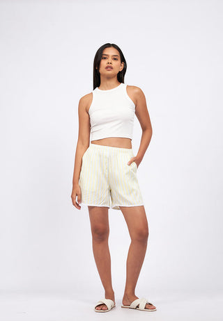 Stripes Boxer Shorts with Lace Trimming