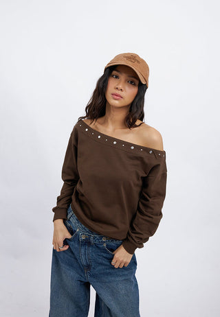 Oversized Sweatshirt with Studs Detail