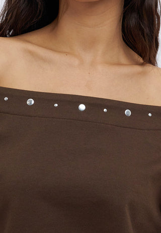 Oversized Sweatshirt with Studs Detail