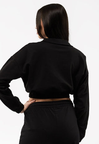 Zipped Long Sleeve Crop Sweatshirt