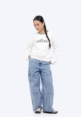 Sweatshirt with Stripes Round Neck