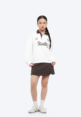 Oversized Graphic Collar Sweatshirt