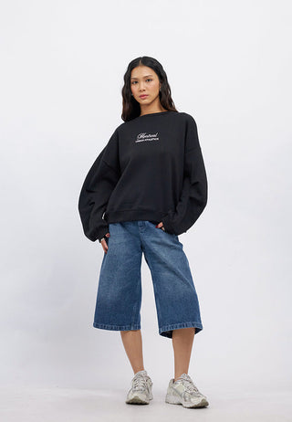 Pleated Sleeves Graphic Sweatshirt