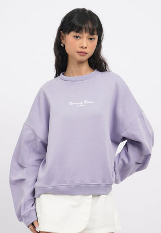 Pleated Sleeves Graphic Sweatshirt