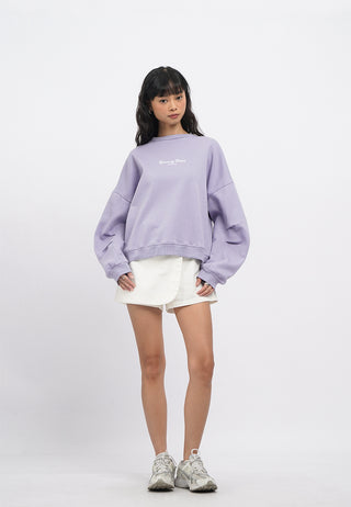 Pleated Sleeves Graphic Sweatshirt