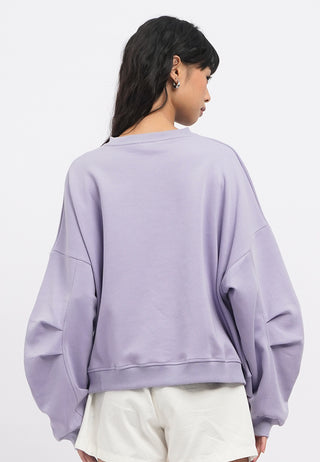 Pleated Sleeves Graphic Sweatshirt