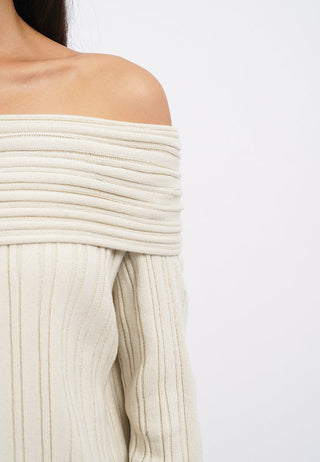 Off Shoulder Long Sleeve Knit Top