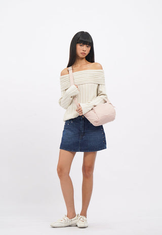 Off Shoulder Long Sleeve Knit Top
