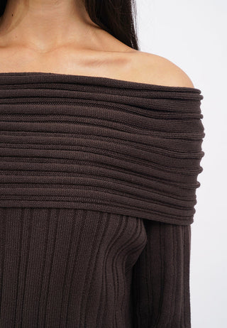 Off Shoulder Long Sleeve Knit Top