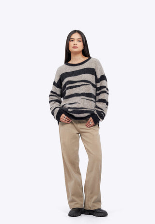 Brushed Jacquard Oversized Sweater