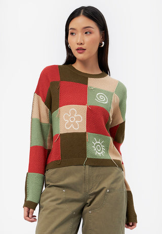 Long Sleeve Patchwork Sweater