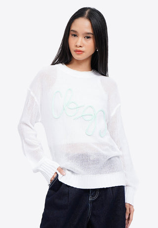 Braided Logo See Through Sweater