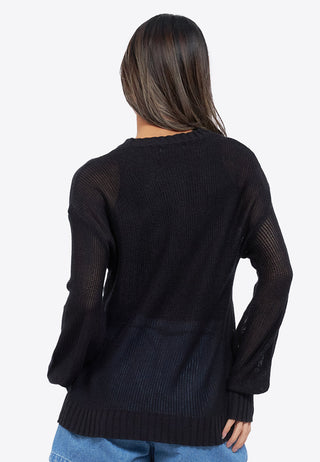 Braided Logo See Through Sweater