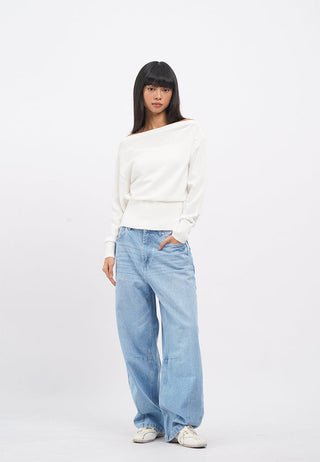 Boat Neck Long Sleeve Sweater