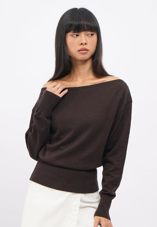 Boat Neck Long Sleeve Sweater