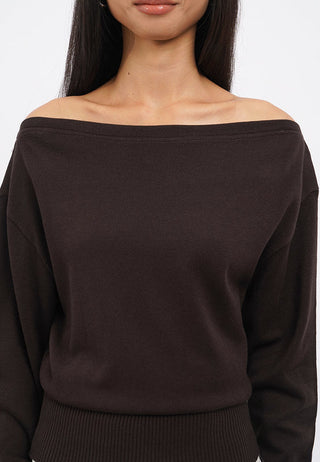 Boat Neck Long Sleeve Sweater