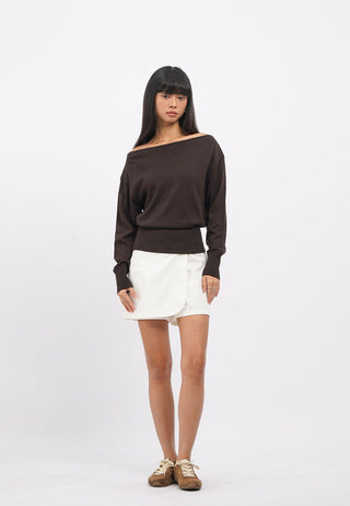 Boat Neck Long Sleeve Sweater