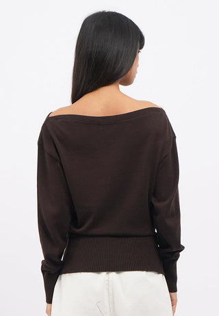 Boat Neck Long Sleeve Sweater