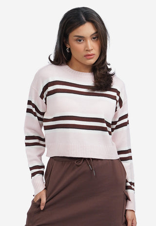 Stripes Long Sleeve Crop Sweater