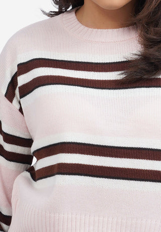 Stripes Long Sleeve Crop Sweater