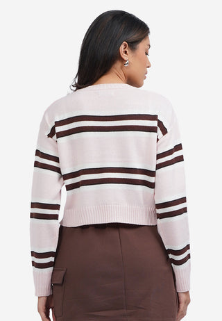 Stripes Long Sleeve Crop Sweater