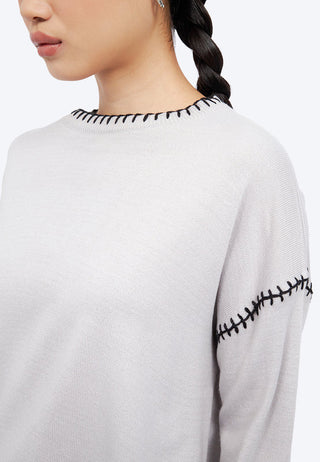 Contrast Stitch Round Neck Sweater