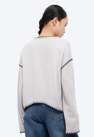 Contrast Stitch Round Neck Sweater