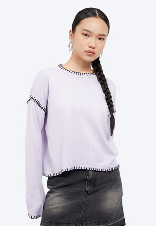 Contrast Stitch Round Neck Sweater