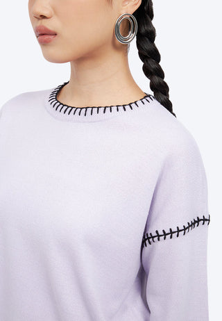 Contrast Stitch Round Neck Sweater