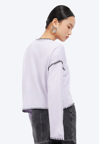 Contrast Stitch Round Neck Sweater