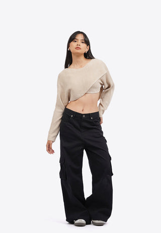 Overlap Long Sleeve Knit Top