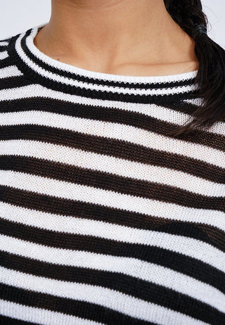 Striped Long Sleeve Sheer Sweater