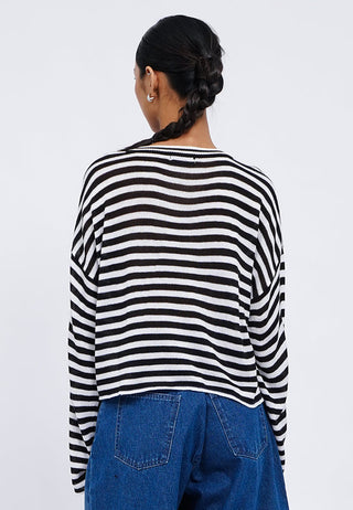 Striped Long Sleeve Sheer Sweater