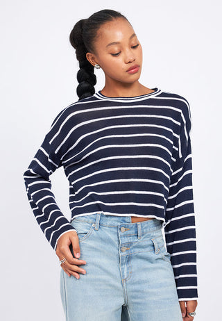 Striped Long Sleeve Sheer Sweater